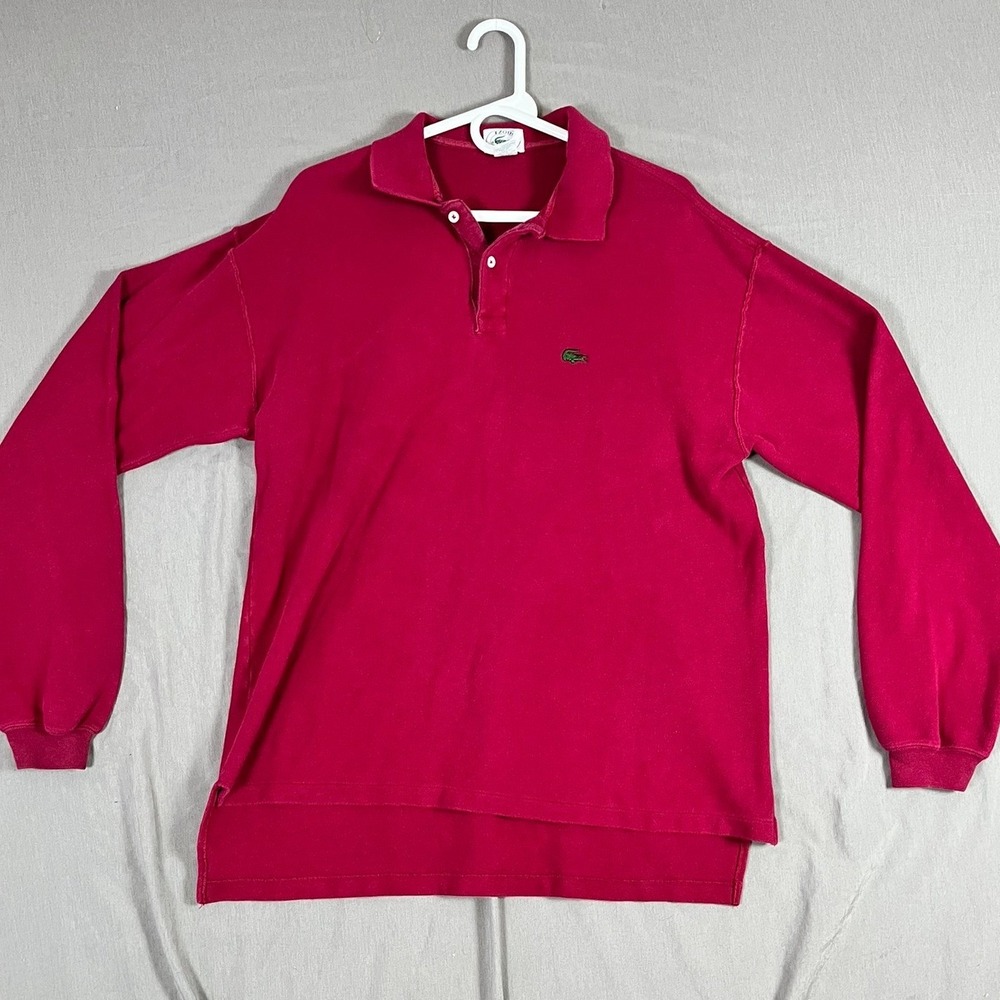 Izod Lacoste Polo Shirt Mens XL Red Long Sleeve Vintage EUC